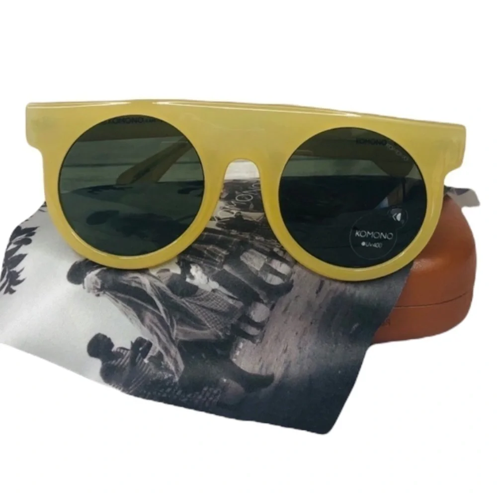 KOMONO Hippolyte Milky Bone Sunglasses NEW shield yellow gold